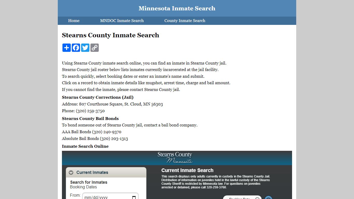 Stearns County Inmate Search